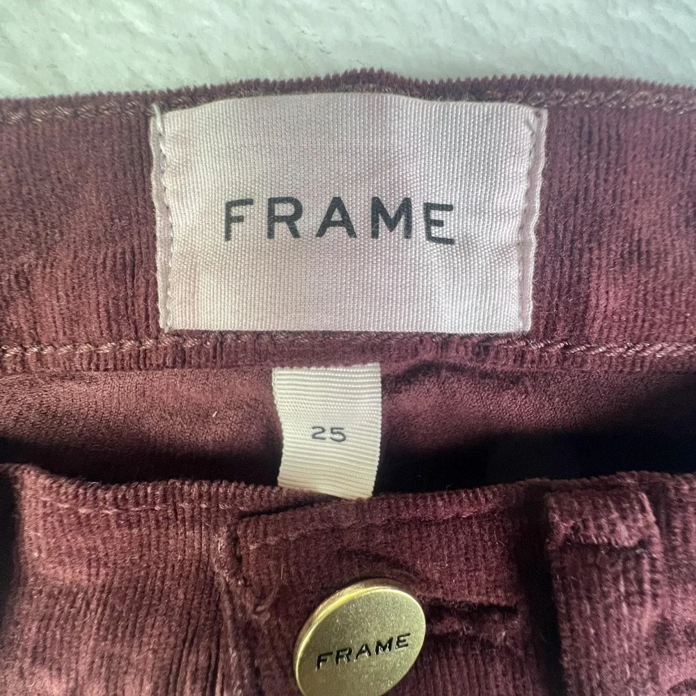 Frame Jeans‎ Womens 25 Dark Red Le High Skinny Corduroy High Rise Ankle Slim - Picture 4 of 10